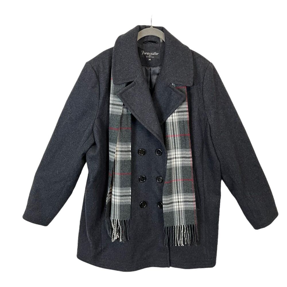Forecaster of Boston Women's Coat Wool Blend Gray Heathered Plus Size Jacket 18